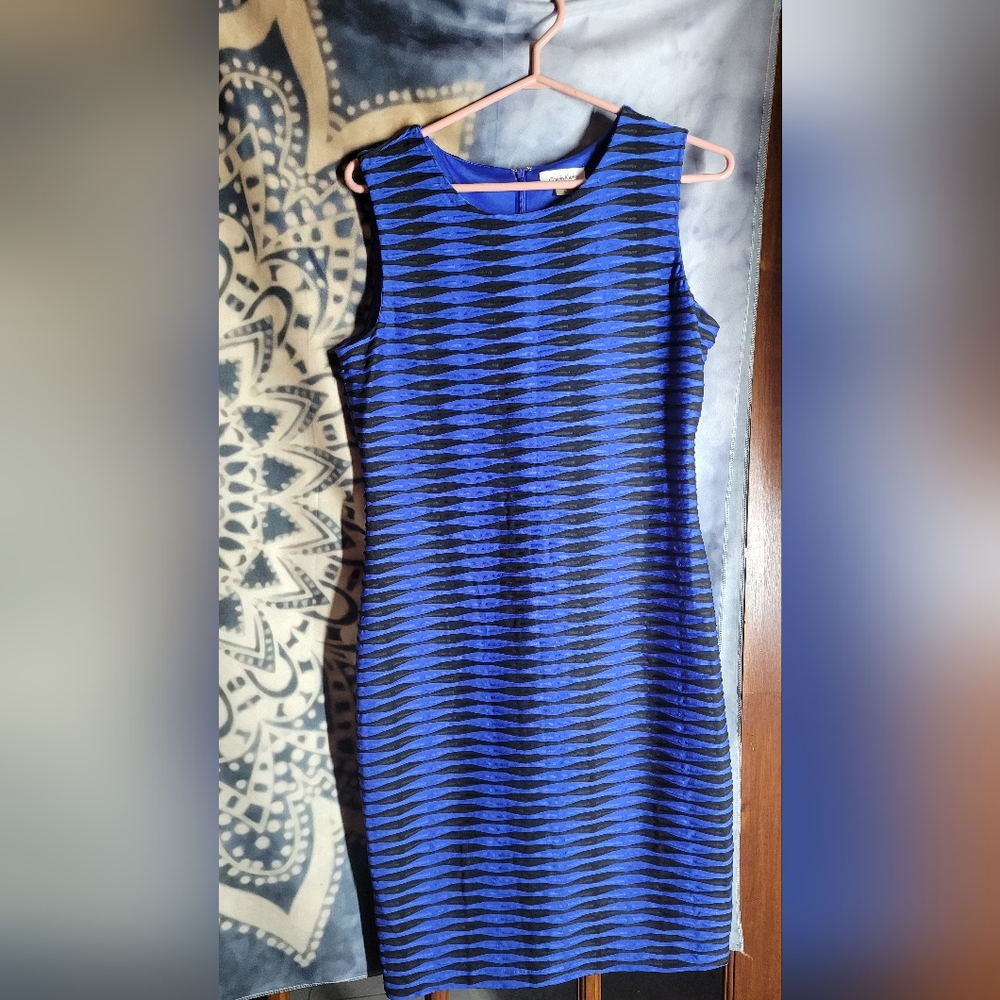 Ladies Calvin Klein blue black electric sleeveless dress